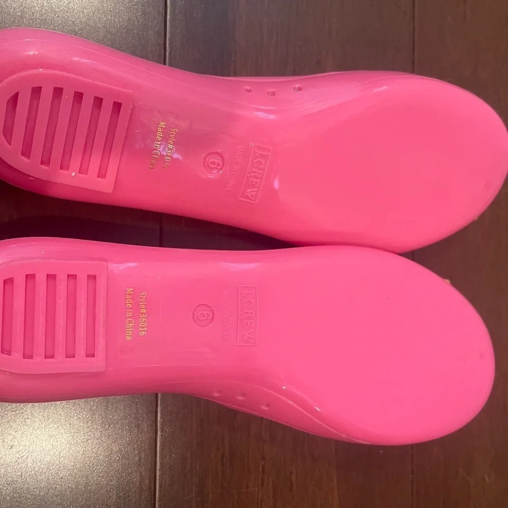 nwot/nwob J. Crew Factory Rainy Day Ballet Flats Pink & Orange jelly bow Flats 6